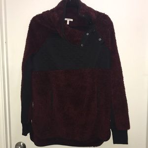 Maurices Dark Red Quilted Pullover Jacket Size L